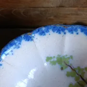 Antique French salad bowl from Martres-Tolosane, hand-painted landscape, bl