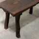 Ensemble table basse et tabourets brutaliste en pin noirci 1960