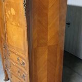Rosewood secretary desk with flowers - marble top