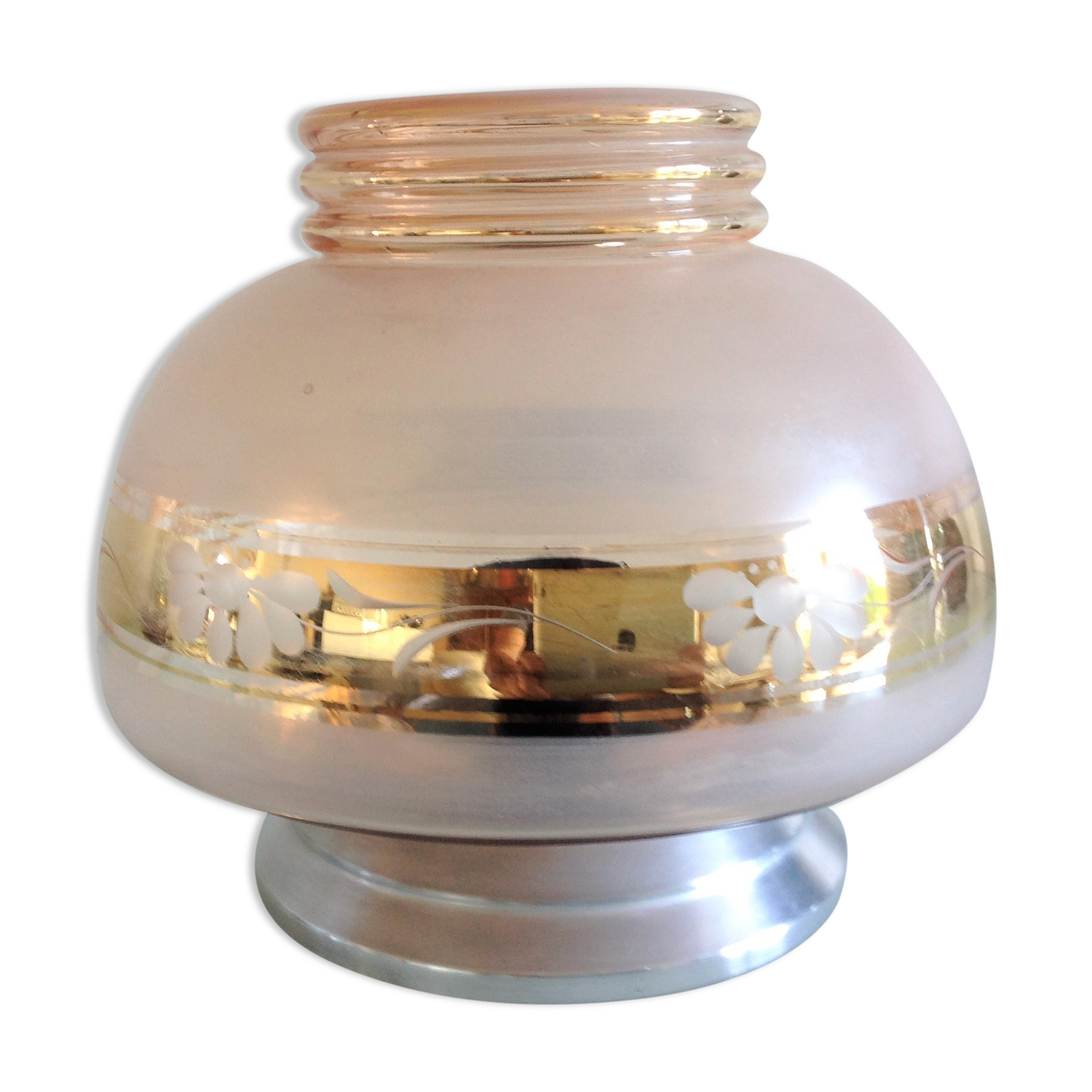 Plafoonier globe in pink frosted glass art deco style