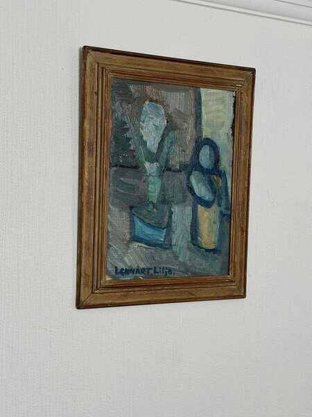Original mid-century Swedish oil on panel – “Plant Pot” by Lennart Liljo – vintage & framed – 34 × 43 cm
