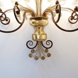 Wrought iron and glass wall light in the style of Maison Baguès
