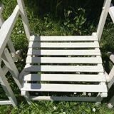 Folding slatted garden armchairs