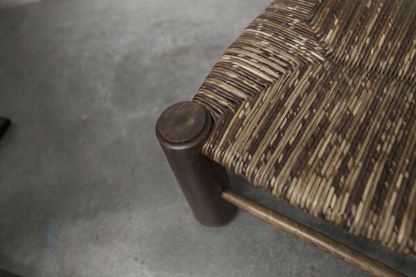 Chaise enfant 1960 chêne et osier