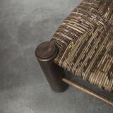 Brutalist children's chair by Charles Doudouyt 1960 oak and wicker