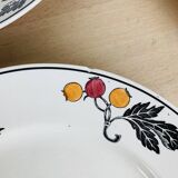 7 Longchamp iron earth plates and dish, Aubépine model