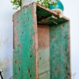 Patinated green wooden box