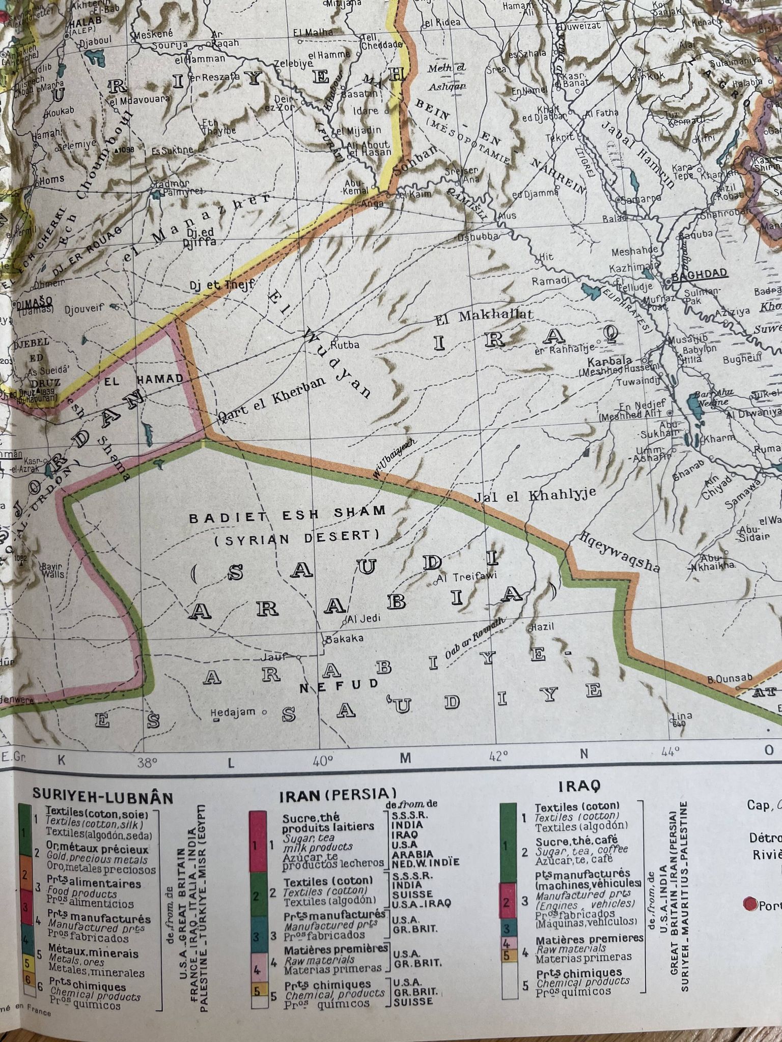 Old map Eastern Mediterranean — Trade flows 1946 | Greece,