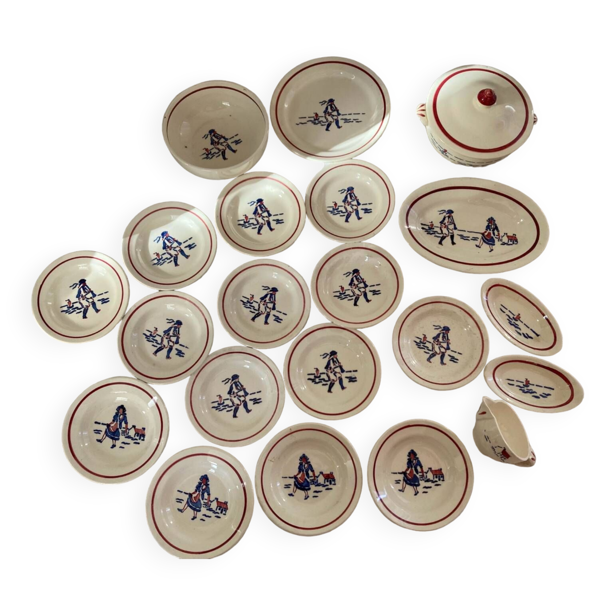 Dinette Creil and Montereau Breton decor 1900