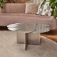 Table basse feuille Monstera – Acier inox brossé – Design sculptural