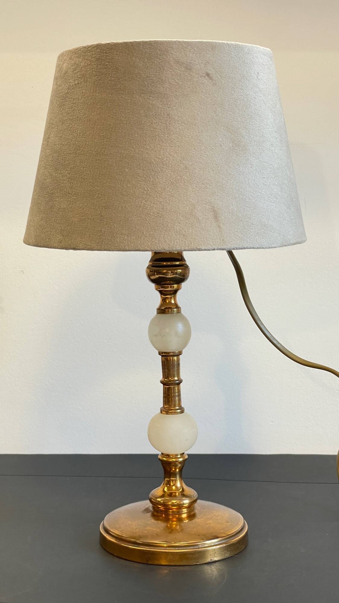 Vintage marble and velvet metal lamp