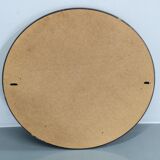 1970s Italian round mirror in dark brown plastic frame