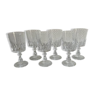 Set of six Bayel Champagne crystal stemmed glasses