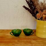 Set of 2 large vintage green Vereco mugs