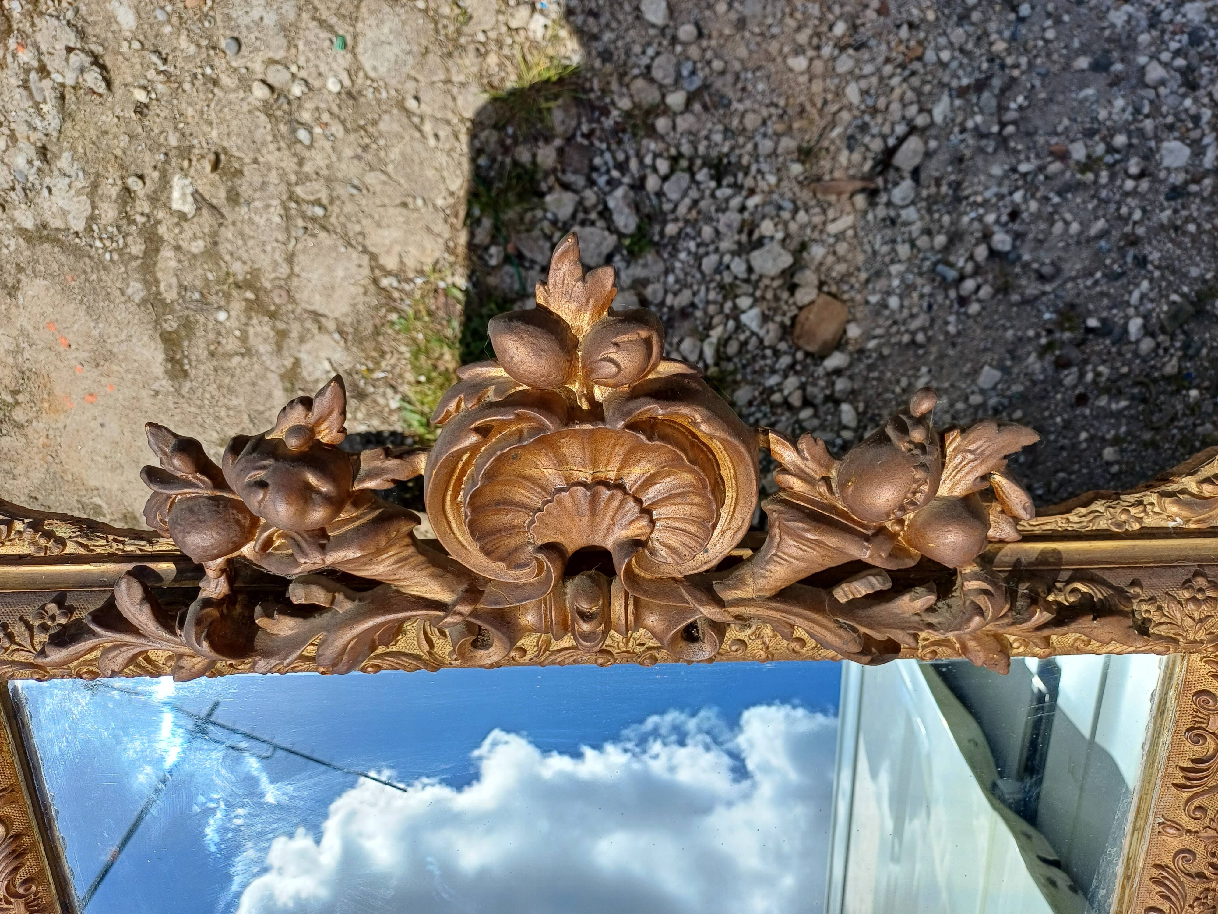 Miroir de Cheminée 19 éme en Bois et Stuk Doré