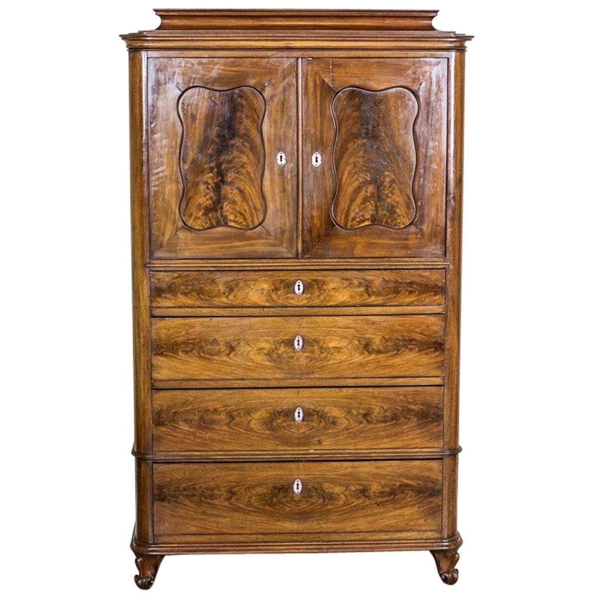 Antique Danish Walnut Cabinet, 1890s