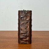 Brutalist metal block vase from the mid-century, 1960s.