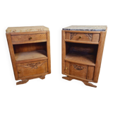 Pair of art deco oak bedside tables