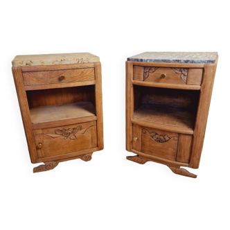 Pair of art deco oak bedside tables