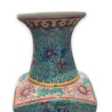 Vase Balustre Chinese Base Square Background Turquoise Background