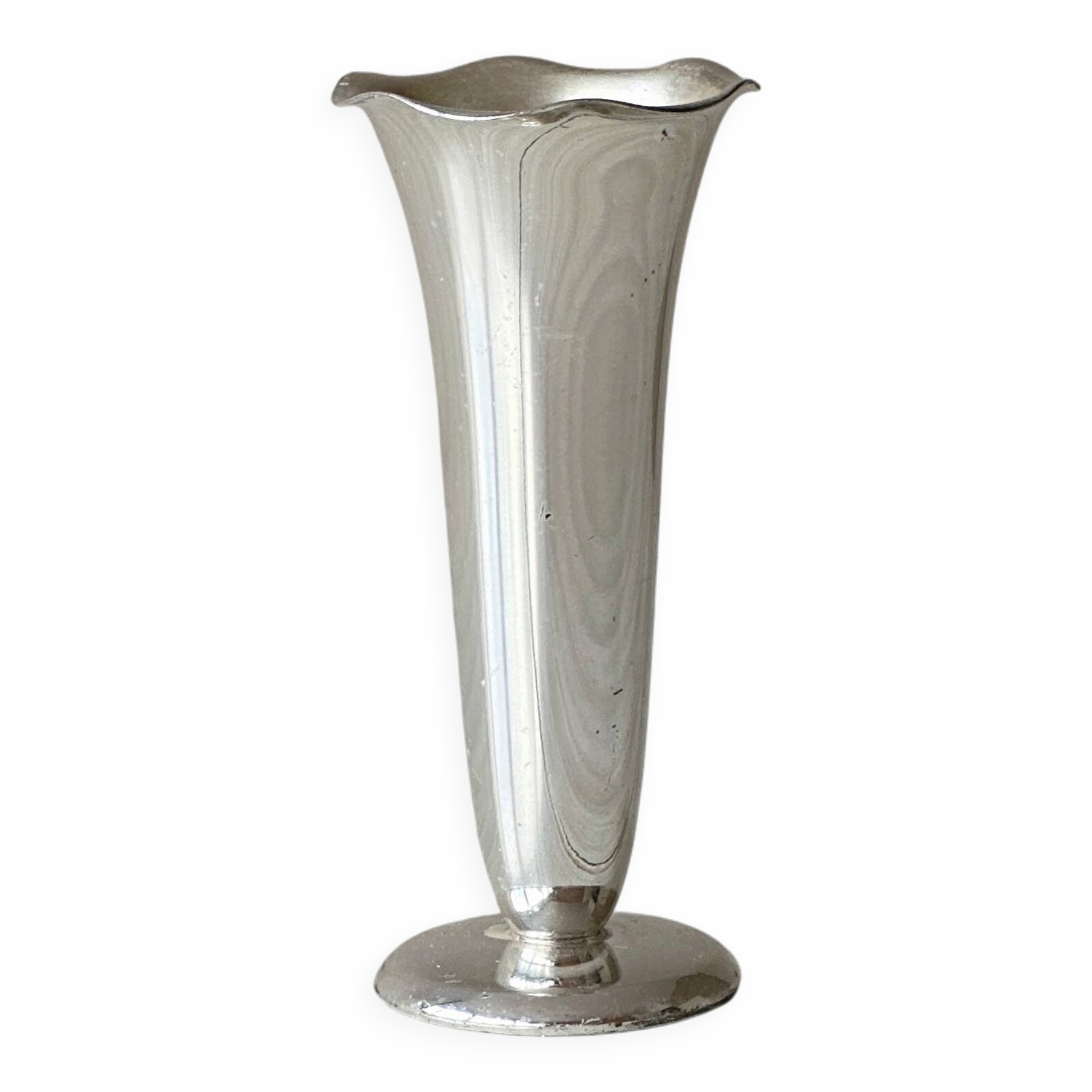 Mini metal soliflore vase, wavy corolla neck