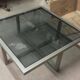 Table in satin aluminum and black glass, 70s design