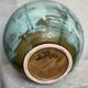Vintage 1970s blue enameled stoneware ball pot with lid, signed Vallauris style