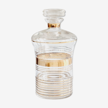 Blown glass decanter with golden borders