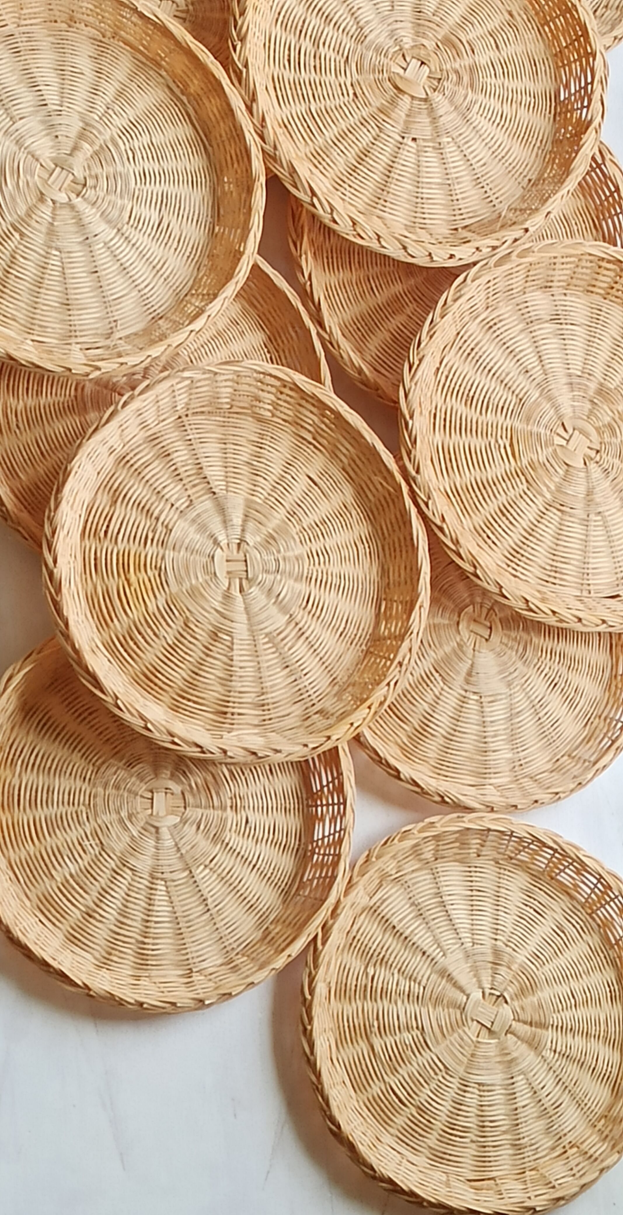 Wall composition of vintage baskets