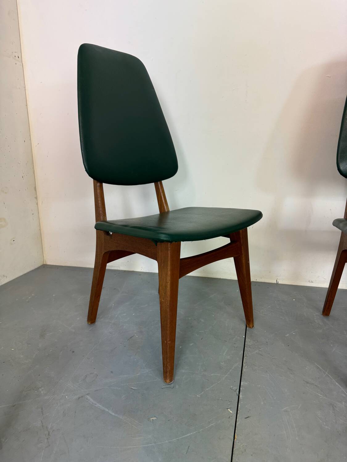 Chaises de salle à manger vintage en teck à dossier haut, design danois norvégien Bruk Sorheim