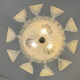 Art Deco Venetian Chandelier in Colorless Murano Glass Circa 1920