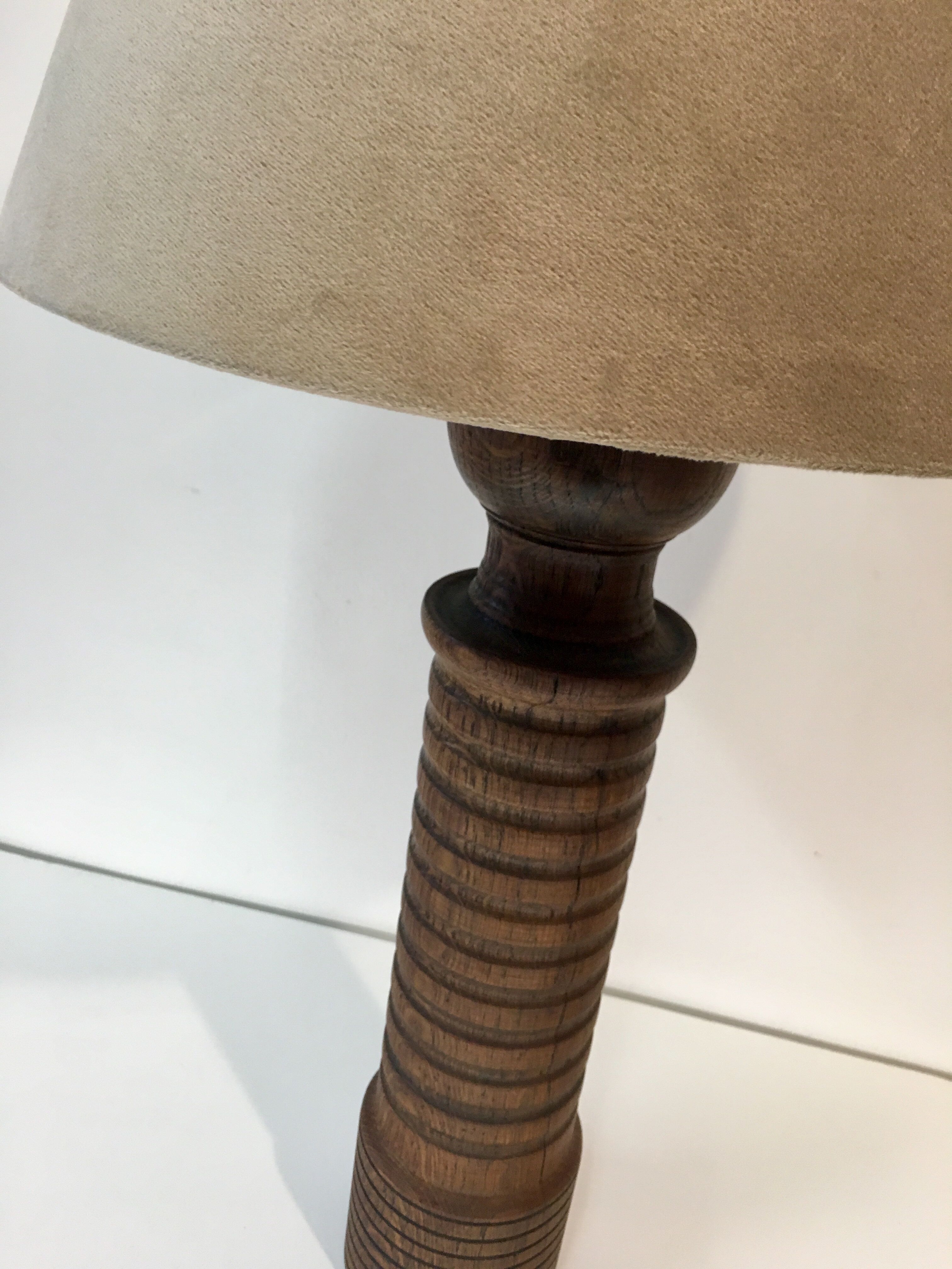 Vintage lamp feet in solid oak turned