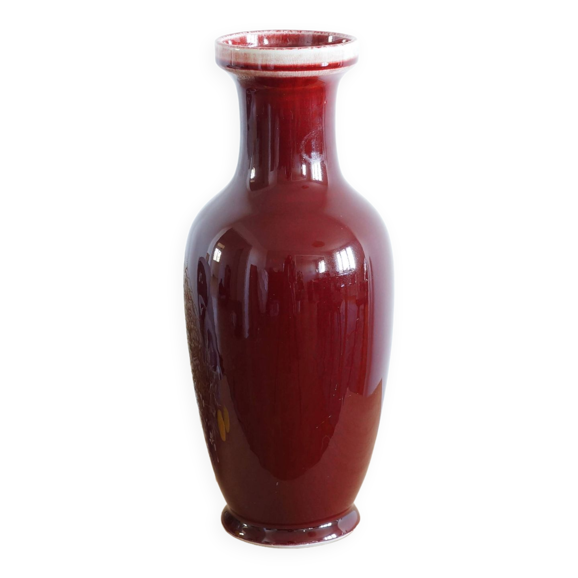 Grand vase couleur grenat en céramique