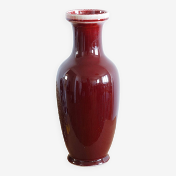 Large garnet colored ceramic vase