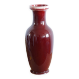 Large garnet colored ceramic vase