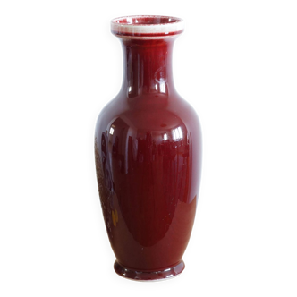 Large garnet colored ceramic vase