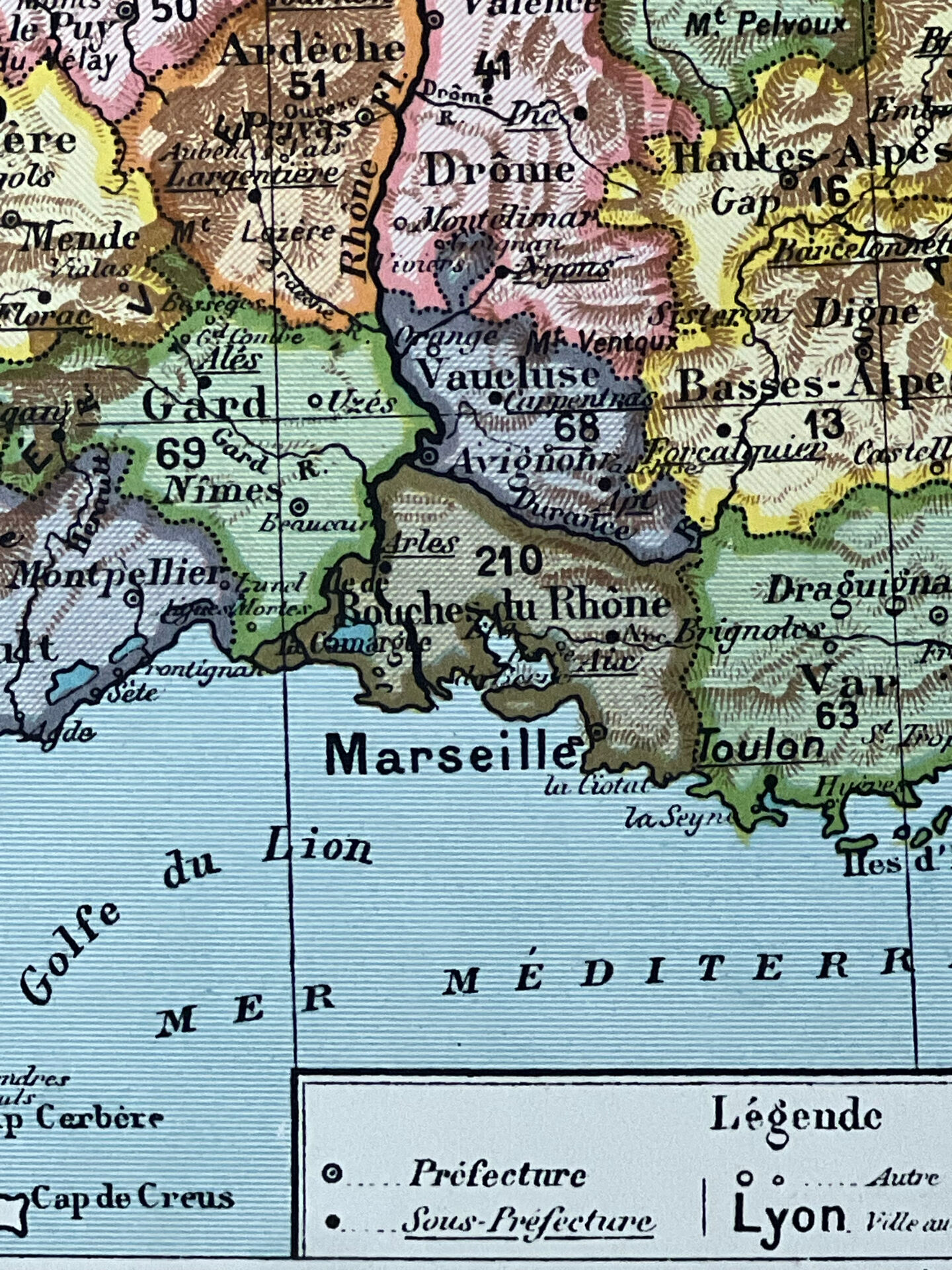 Original map of France 37x27cm - 1908
