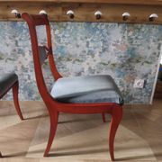 Rare - Set of 4 Louis Philippe/restoration style chairs with medallion - Colour blue / cherry wood