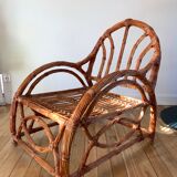 Pair of rattan armchairs 50s