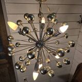 1970s chrome metal Sputnik chandelier