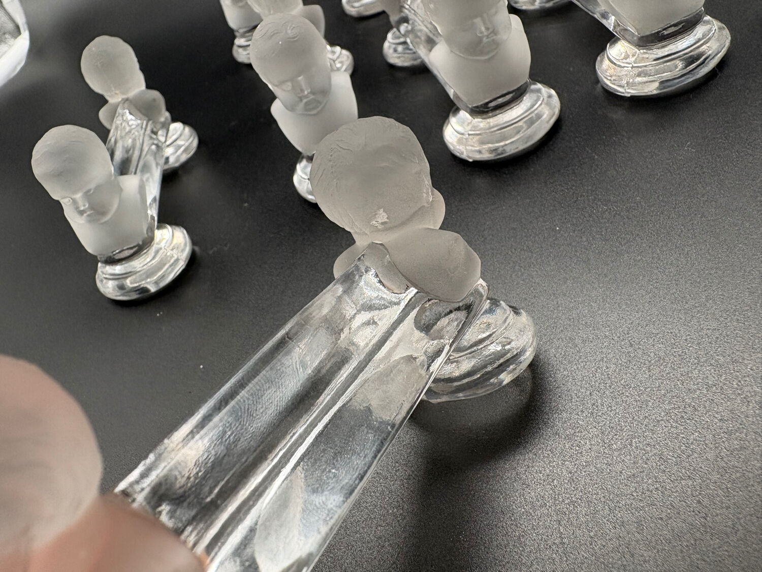 12 Baccarat crystal knife holders, Houdon model, 19th century.