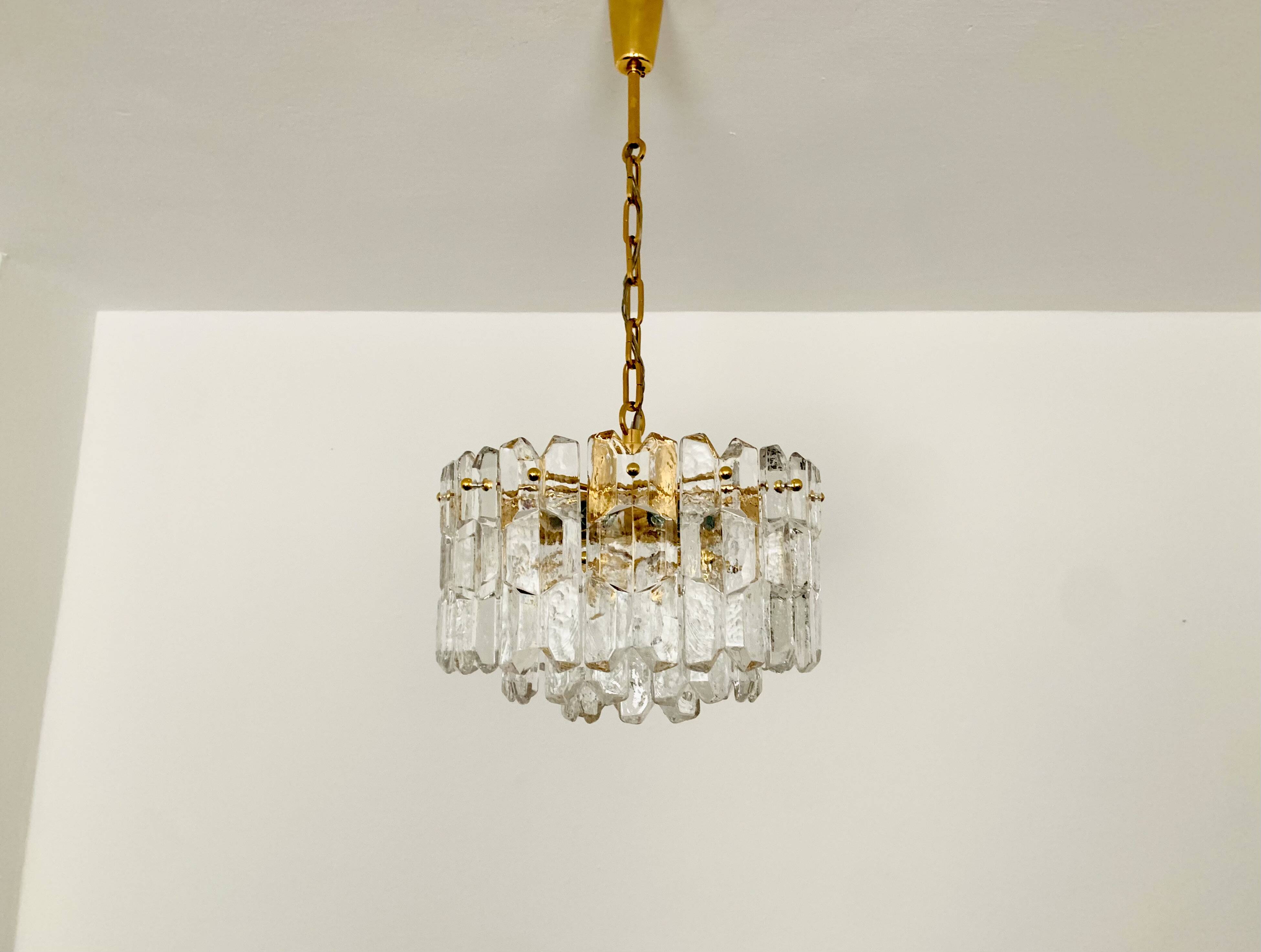 Austrian Palazzo Ice Glass Chandelier by J.T. Kalmar