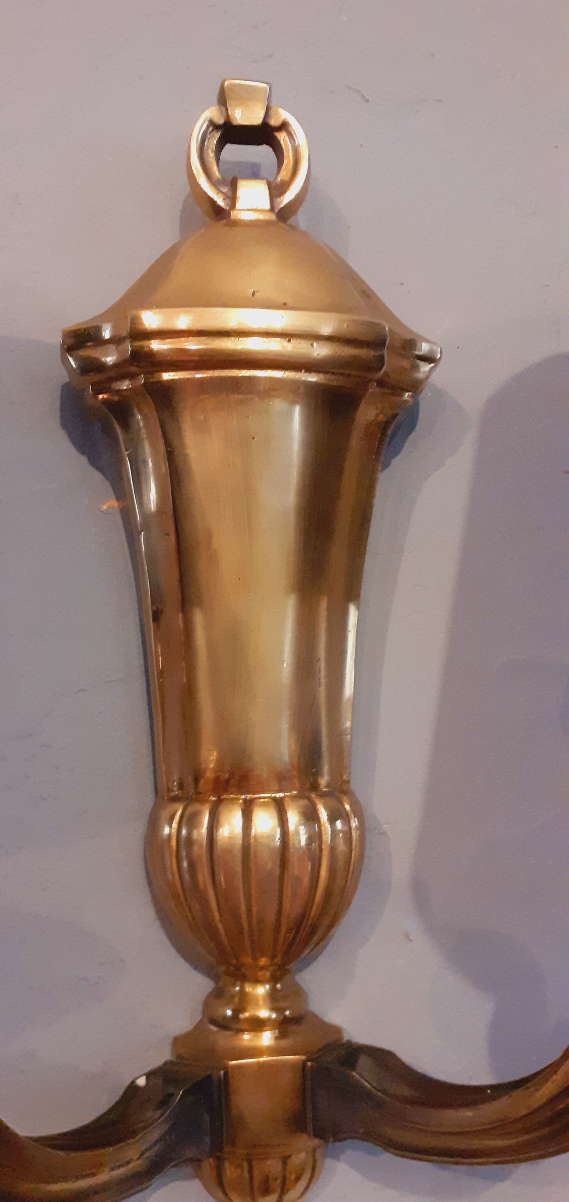 Pair of wall lamps double year 50 in bronze neo-classical style signed Petitot