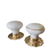 pair of round porcelain and copper Art Deco handles