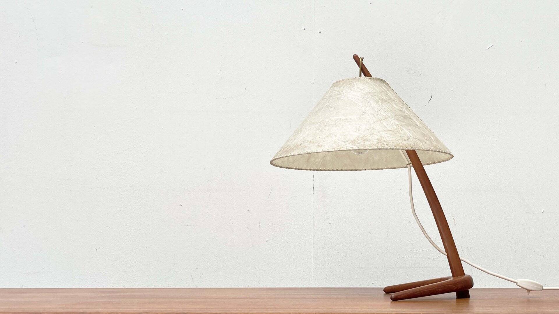 Dornstab table lamp in modern teak from the mid-century by A. Pöll for Kalmar, Vienna, 1950s.