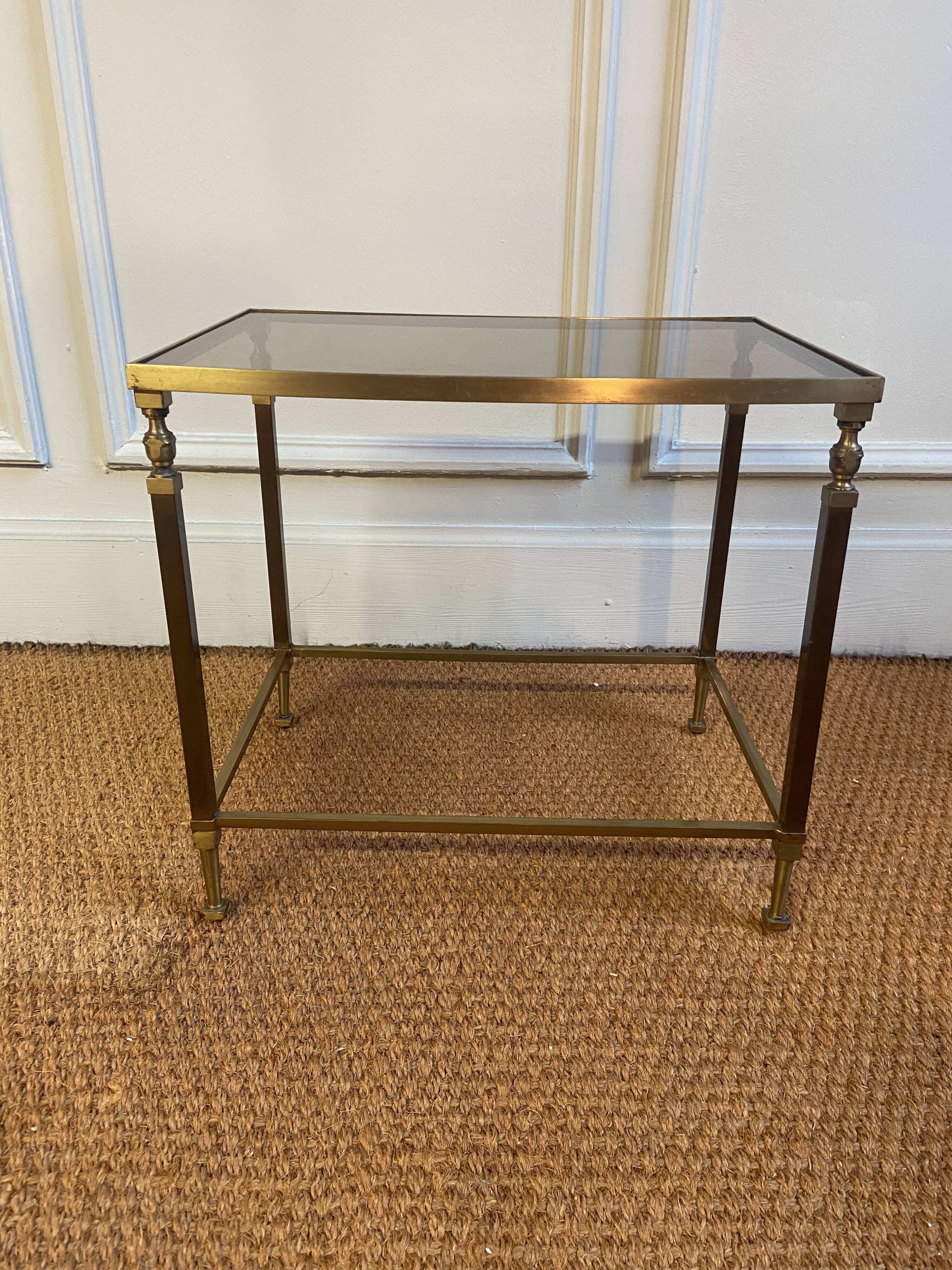 Brass and smoked glass side table, 1970
