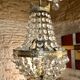 Lustre montgolfière cristal et bronze doré