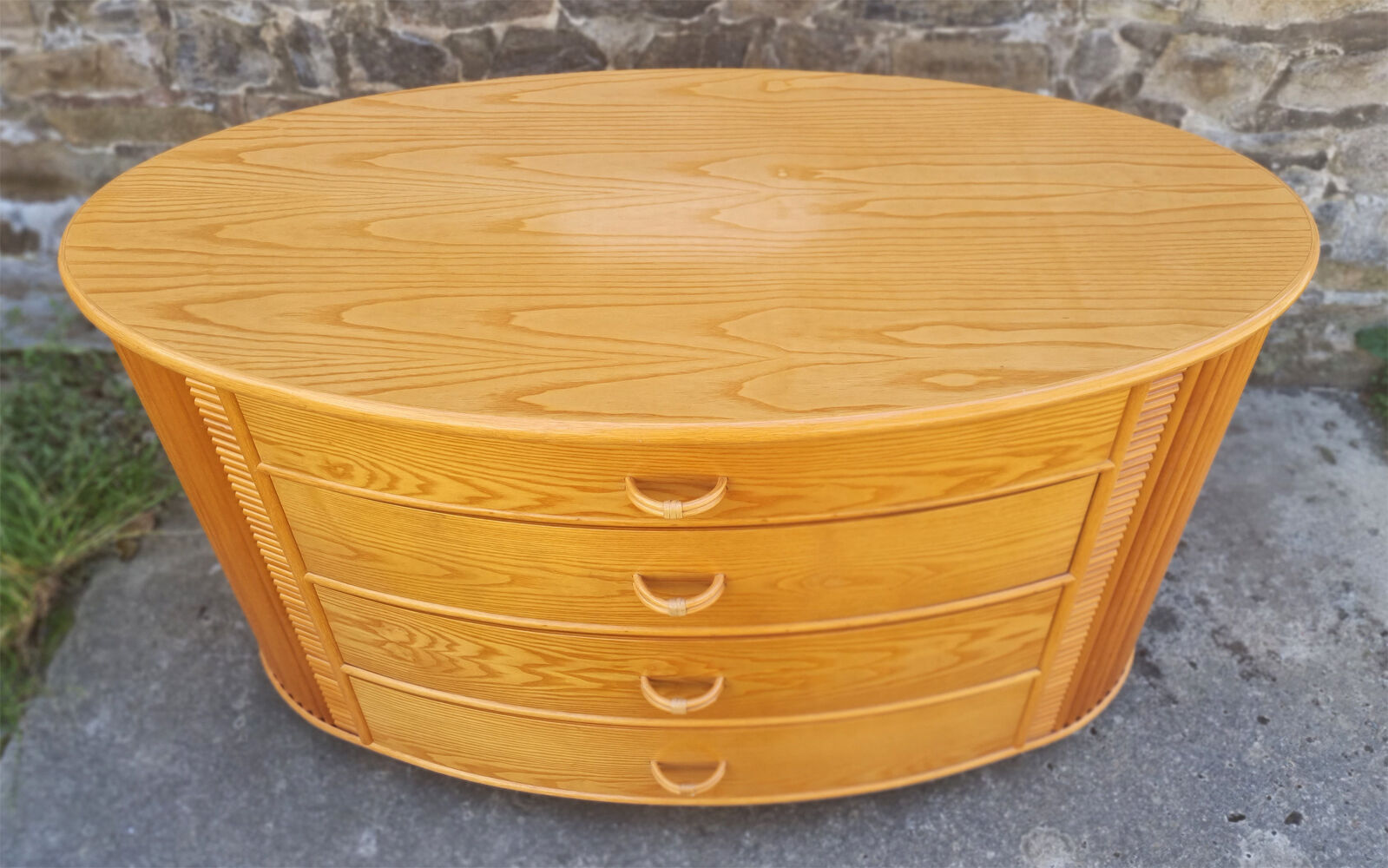 Commode bois, bambou et rotin, Cerda, vintage, années 80