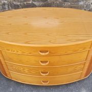 Wood, bamboo and rattan chest of drawers, Cerda, vintage, 80s