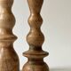 Set of 2 designer candle holders in turned wood